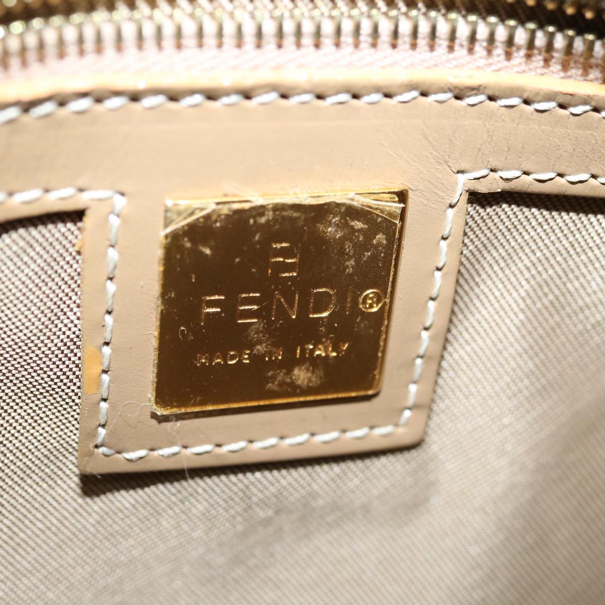 FENDI Zucchino Canvas Hand Bag Enamel Light Blue Auth 67120