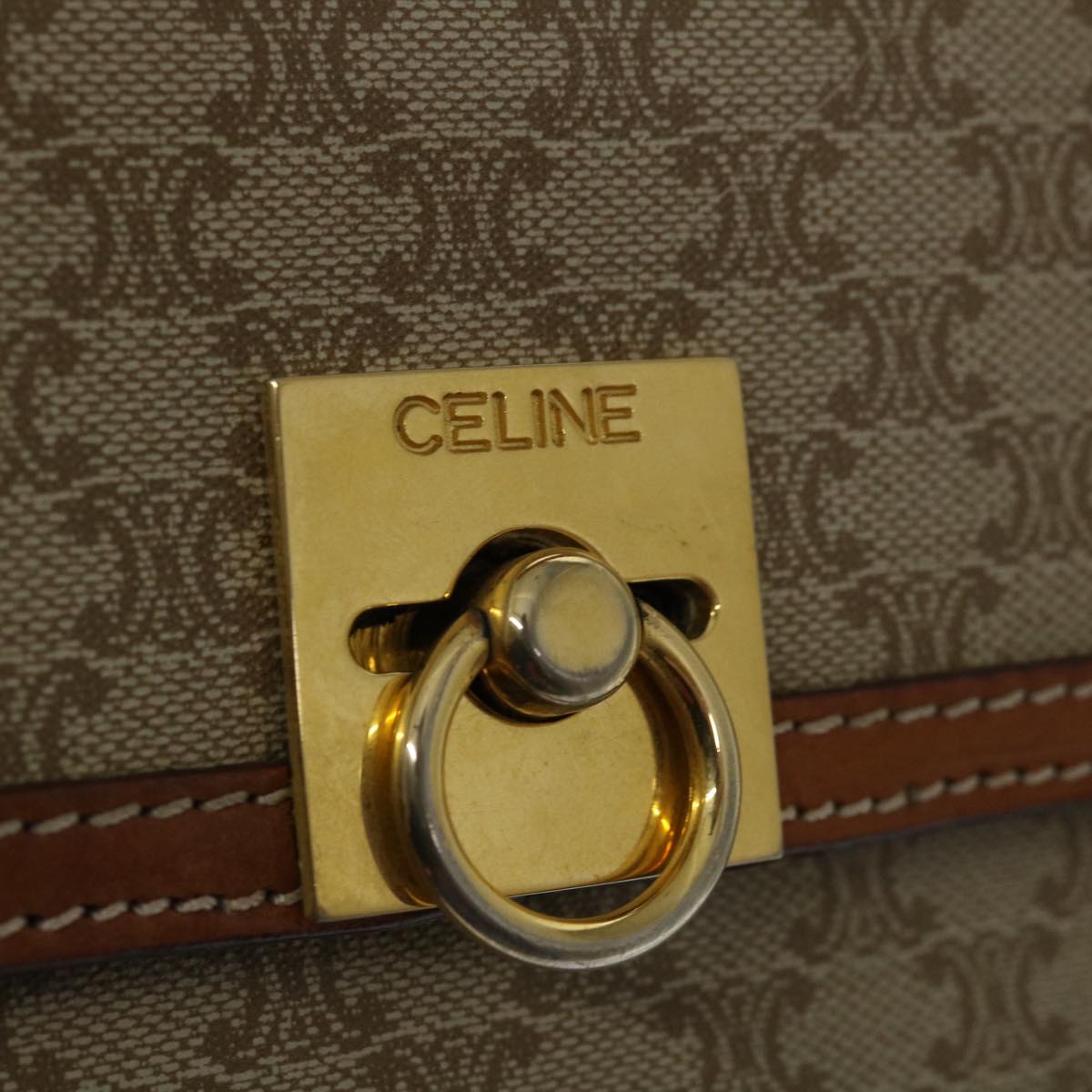 CELINE Macadam Canvas Hand Bag Beige Auth 67122