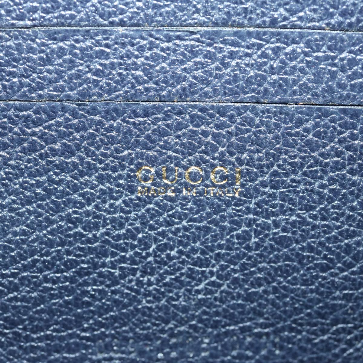 GUCCI Bamboo Shoulder Wallet Suede 2way Navy 039 1705 0701 Auth 67137