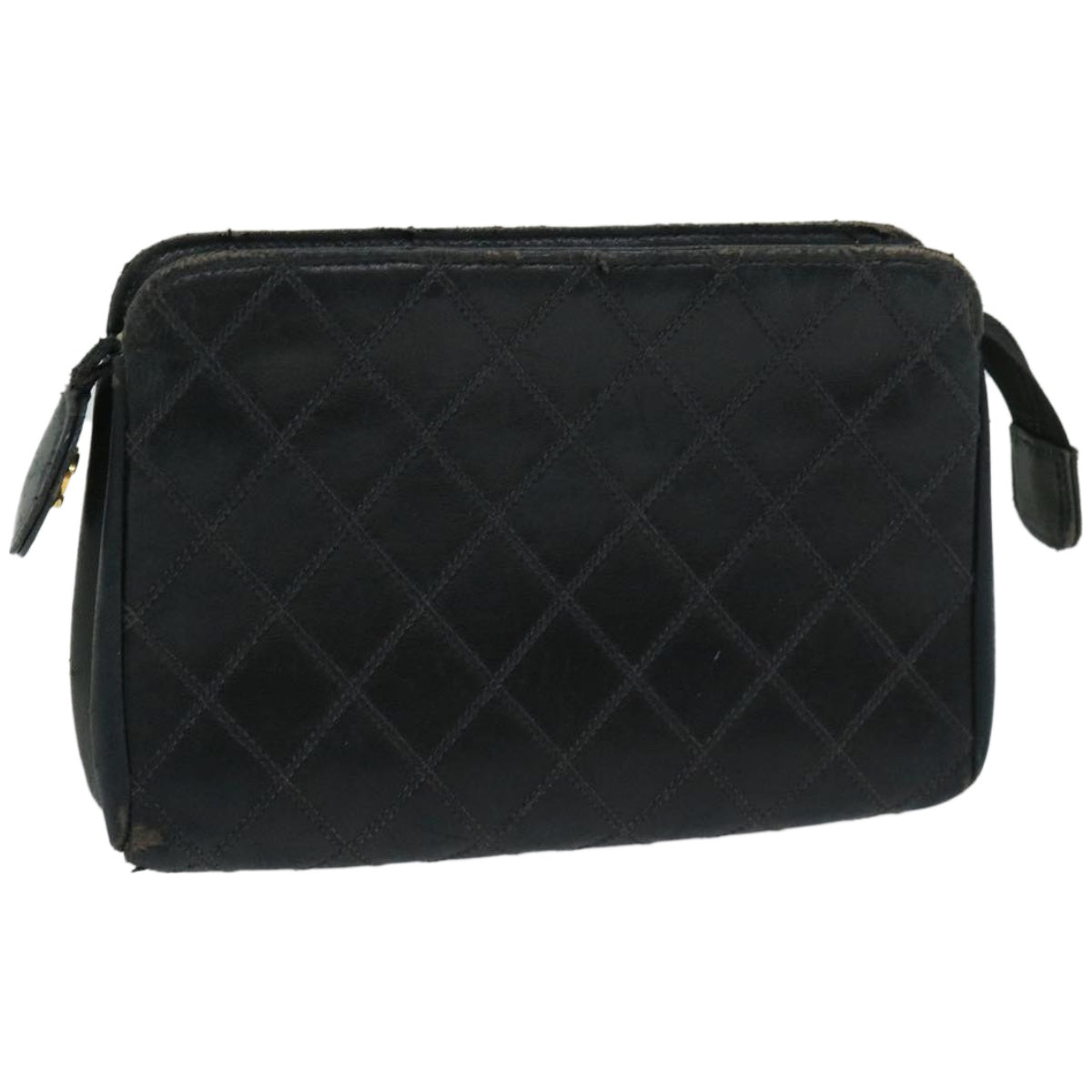 CHANEL Bicolole Pouch Leather Black CC Auth 67139