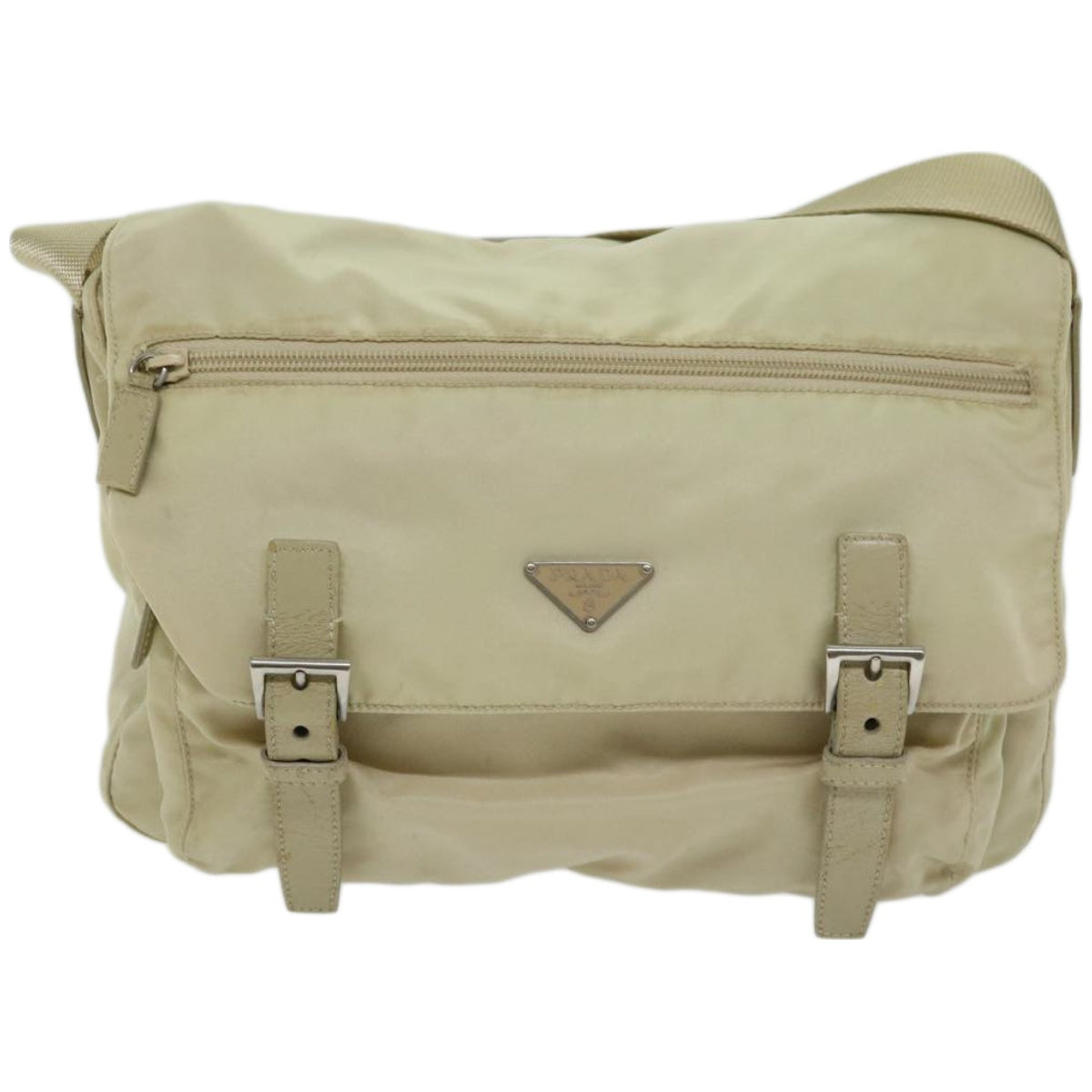 PRADA Shoulder Bag Nylon Cream Auth 67149