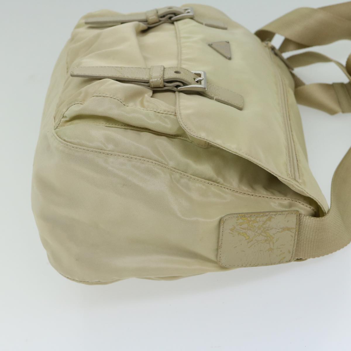 PRADA Shoulder Bag Nylon Cream Auth 67149