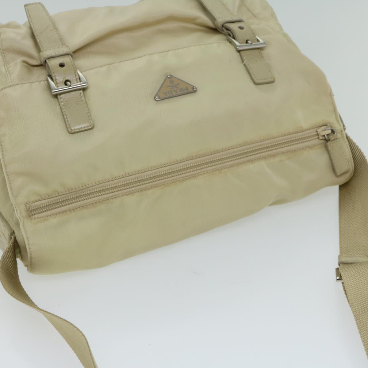 PRADA Shoulder Bag Nylon Cream Auth 67149