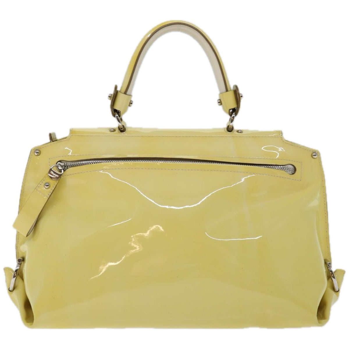 Salvatore Ferragamo Sofia Gancini Hand Bag Patent leather 2way Yellow Auth 67154