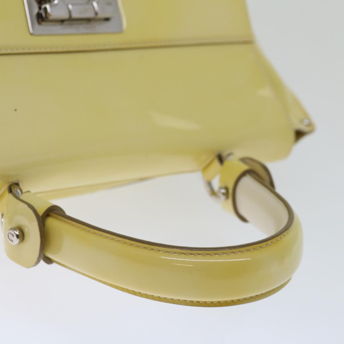 Salvatore Ferragamo Sofia Gancini Hand Bag Patent leather 2way Yellow Auth 67154