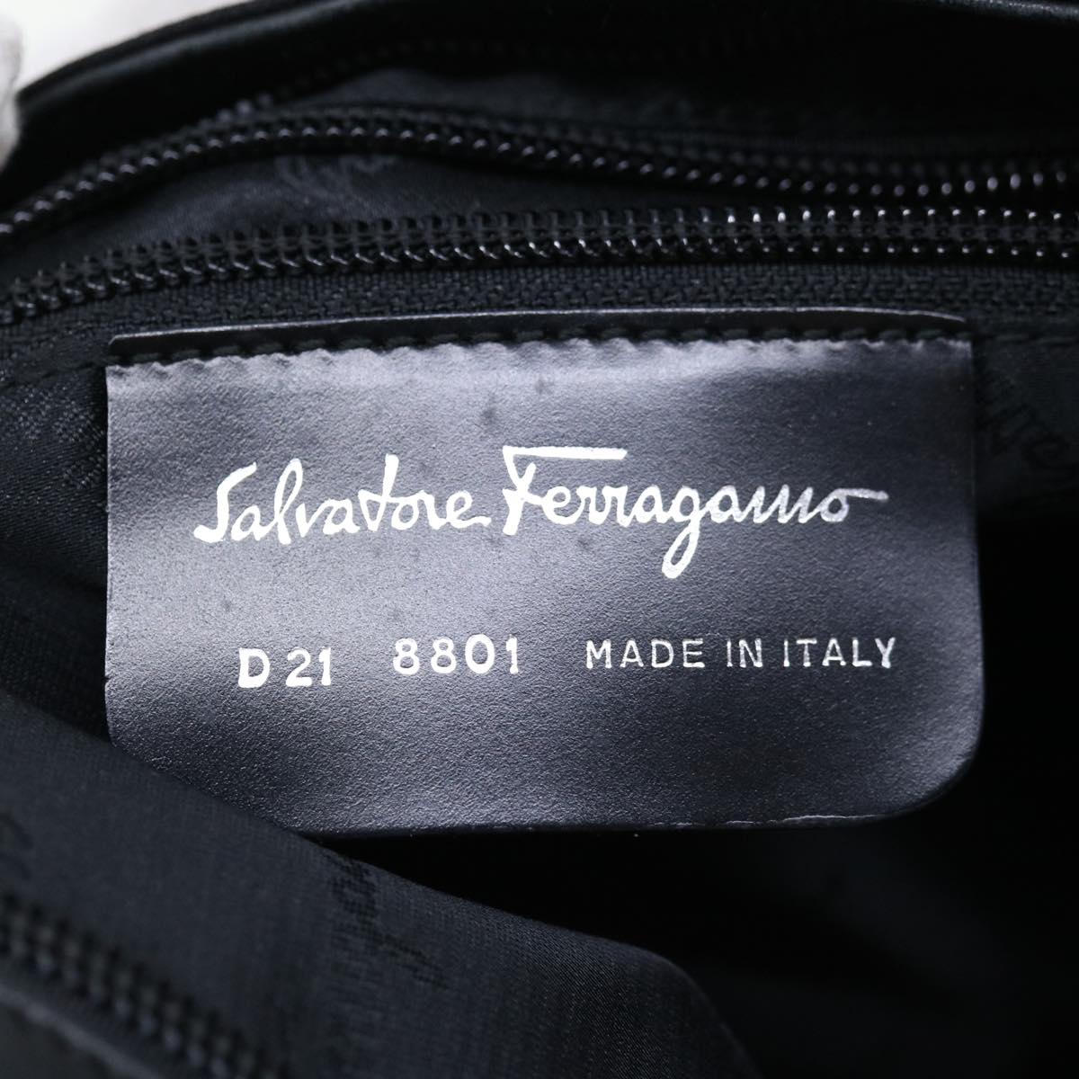 Salvatore Ferragamo Chain Shoulder Bag Nylon Black Auth 67155