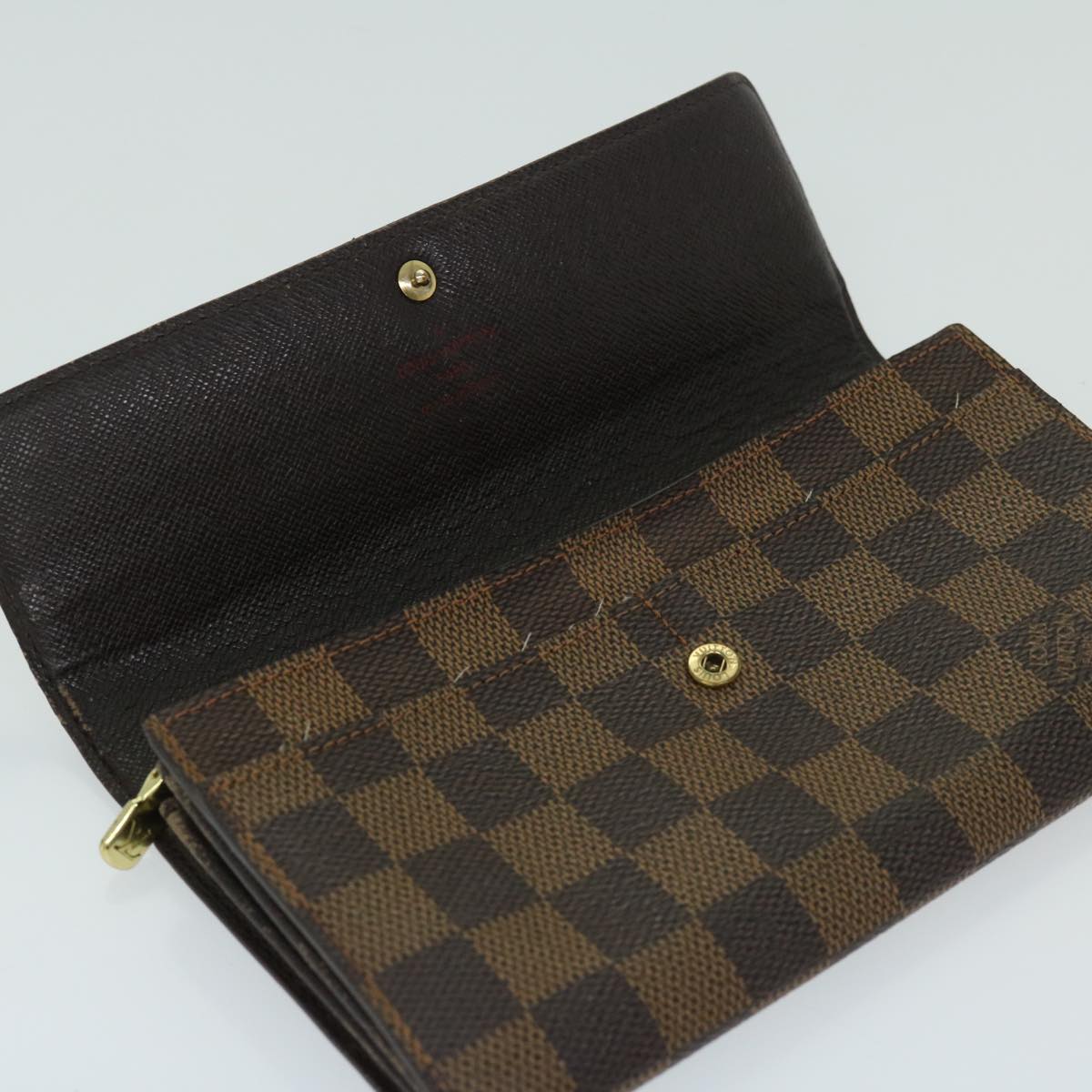 LOUIS VUITTON Damier Ebene Porte Monnaie Credit Wallet N61725 LV Auth 67165