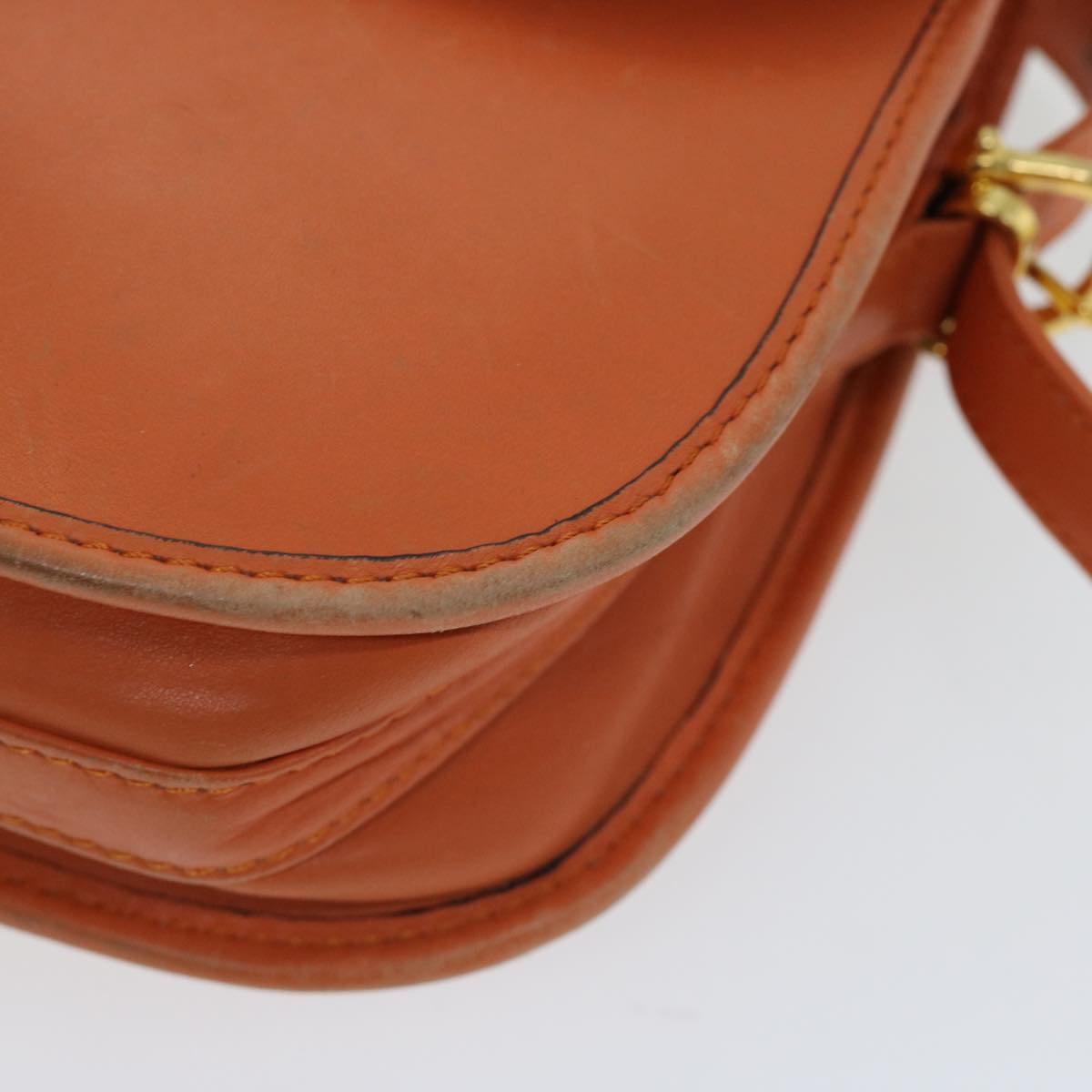 CELINE Shoulder Bag Leather Orange Auth 67182