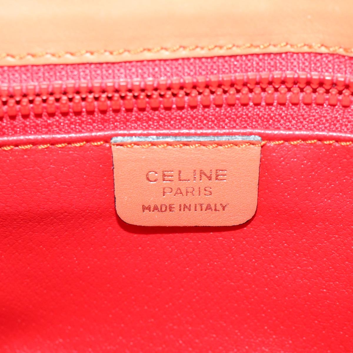 CELINE Shoulder Bag Leather Orange Auth 67182