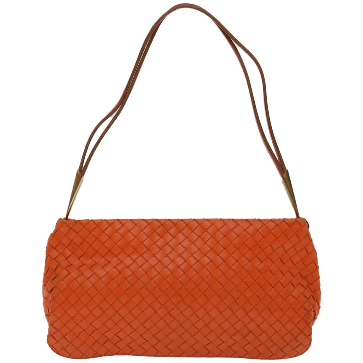 BOTTEGA VENETA INTRECCIATO Shoulder Bag Leather Outlet Orange Auth 67184