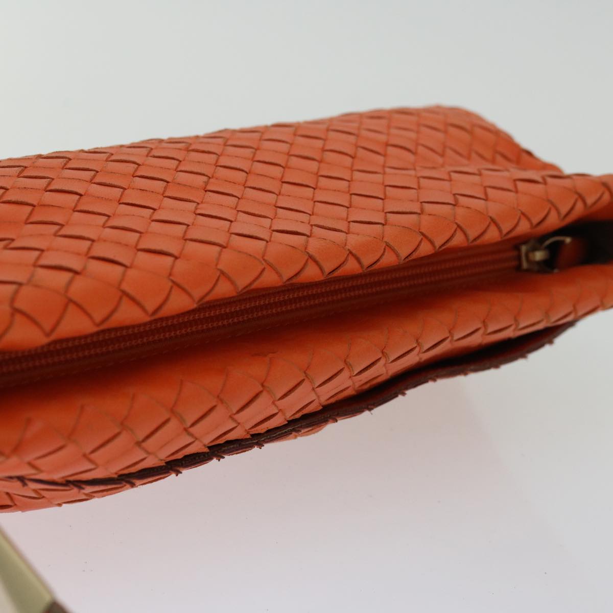 BOTTEGA VENETA INTRECCIATO Shoulder Bag Leather Outlet Orange Auth 67184