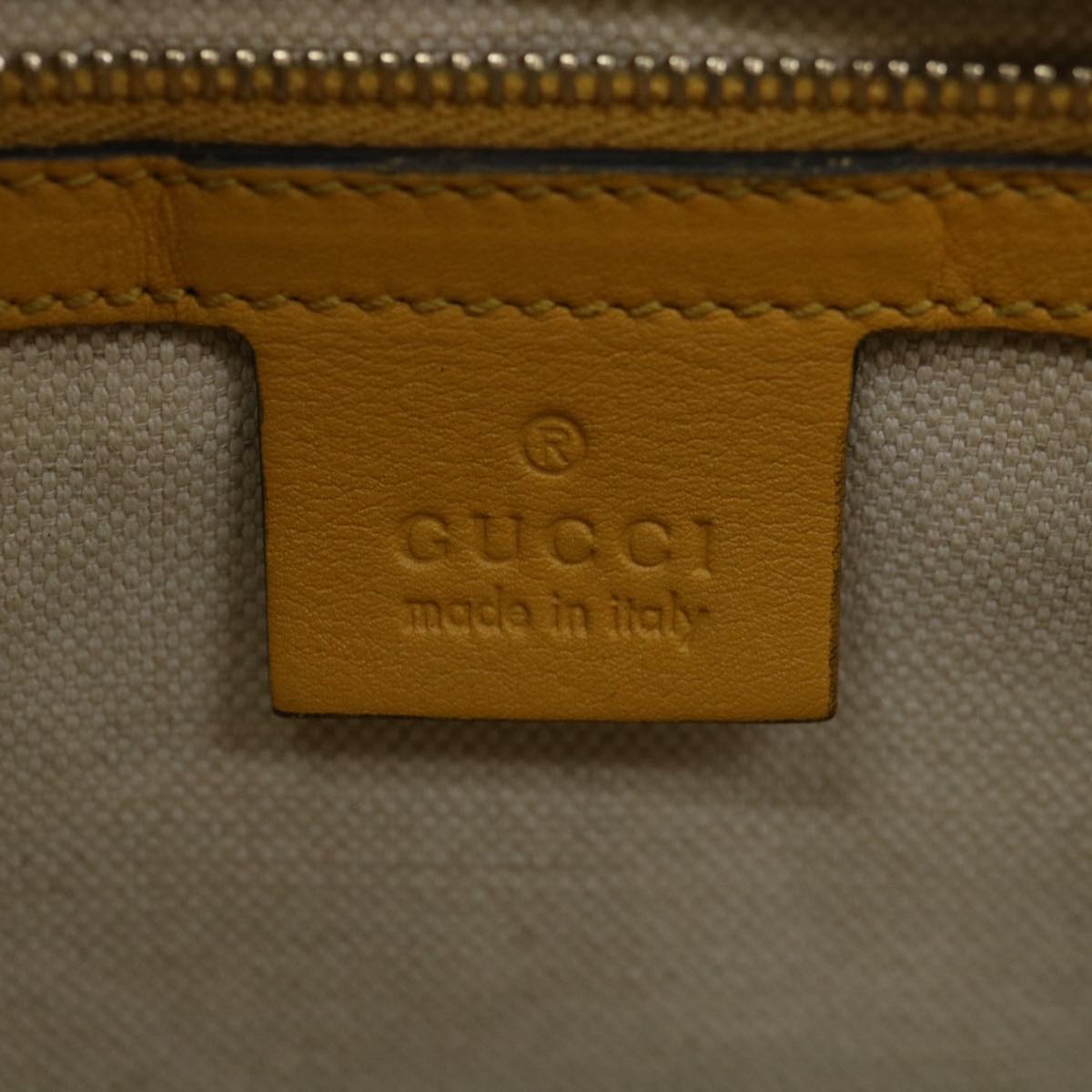 GUCCI Micro GG Canvas Hand Bag Patent leather Yellow 336776 Auth 67196