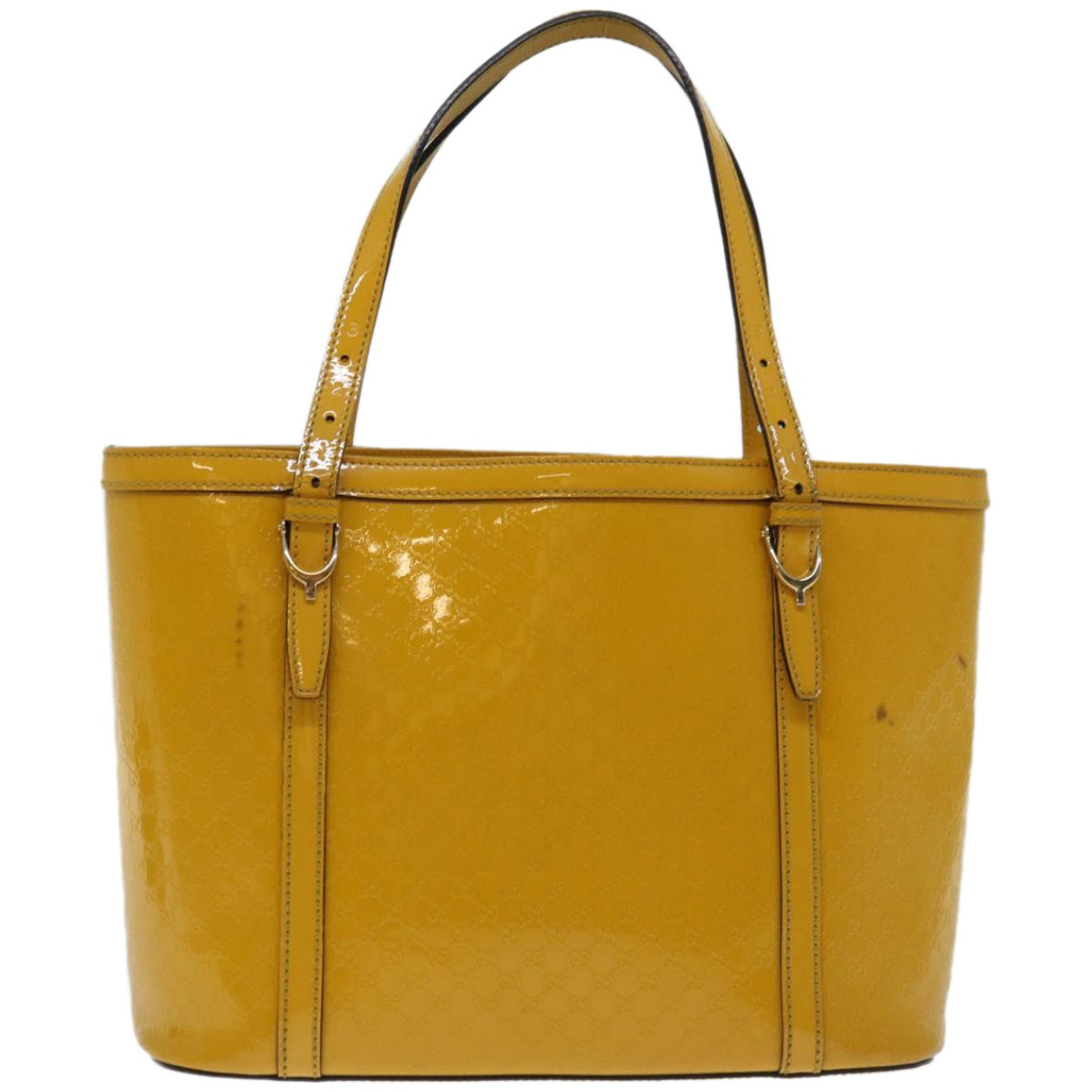 GUCCI Micro GG Canvas Hand Bag Patent leather Yellow 336776 Auth 67196