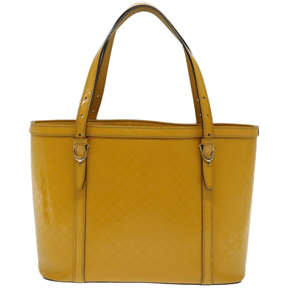 GUCCI Micro GG Canvas Hand Bag Patent leather Yellow 336776 Auth 67196