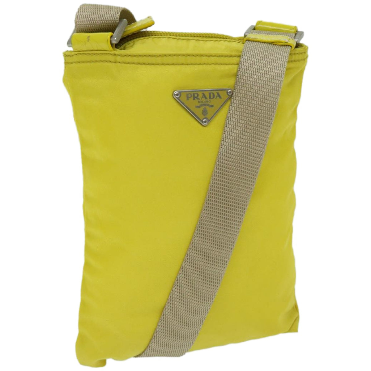 PRADA Shoulder Bag Nylon Yellow Auth 67212