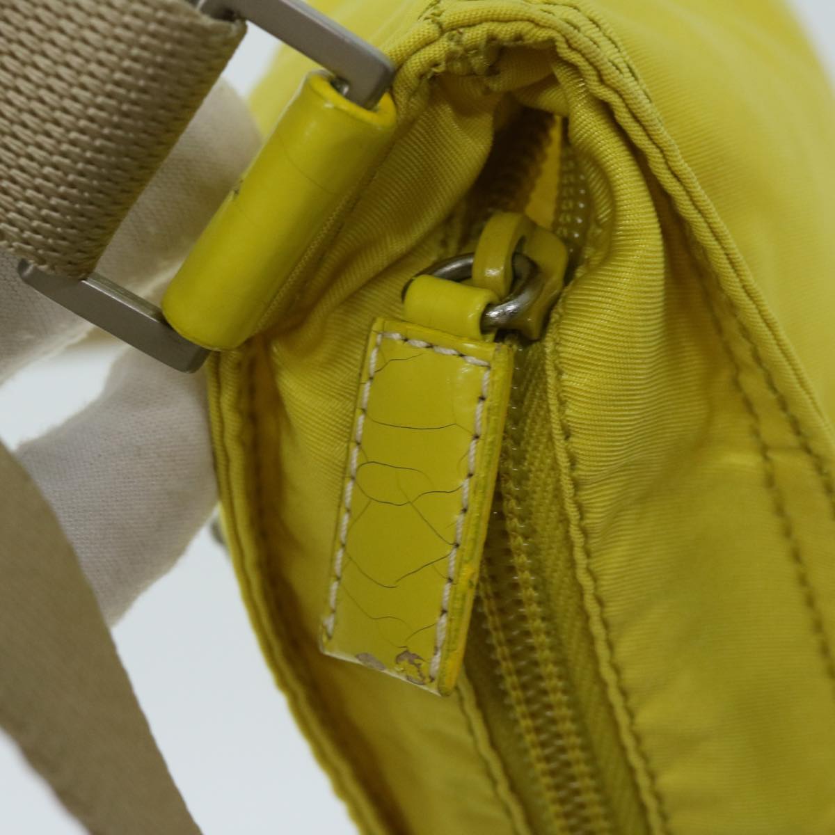 PRADA Shoulder Bag Nylon Yellow Auth 67212