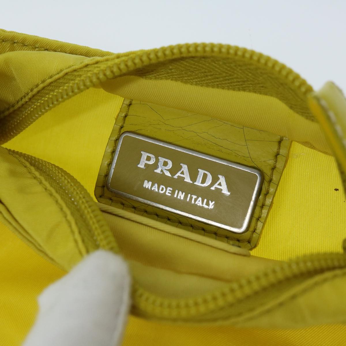 PRADA Shoulder Bag Nylon Yellow Auth 67212