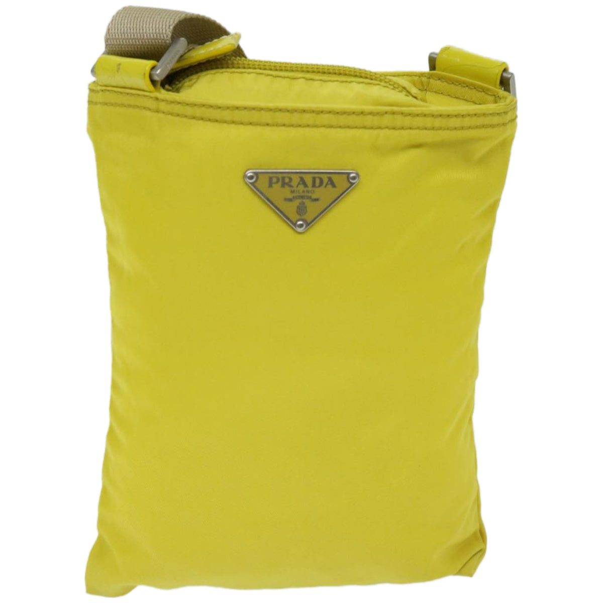 PRADA Shoulder Bag Nylon Yellow Auth 67212