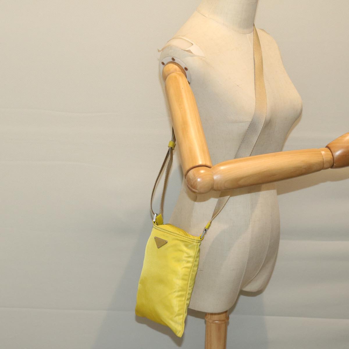 PRADA Shoulder Bag Nylon Yellow Auth 67212