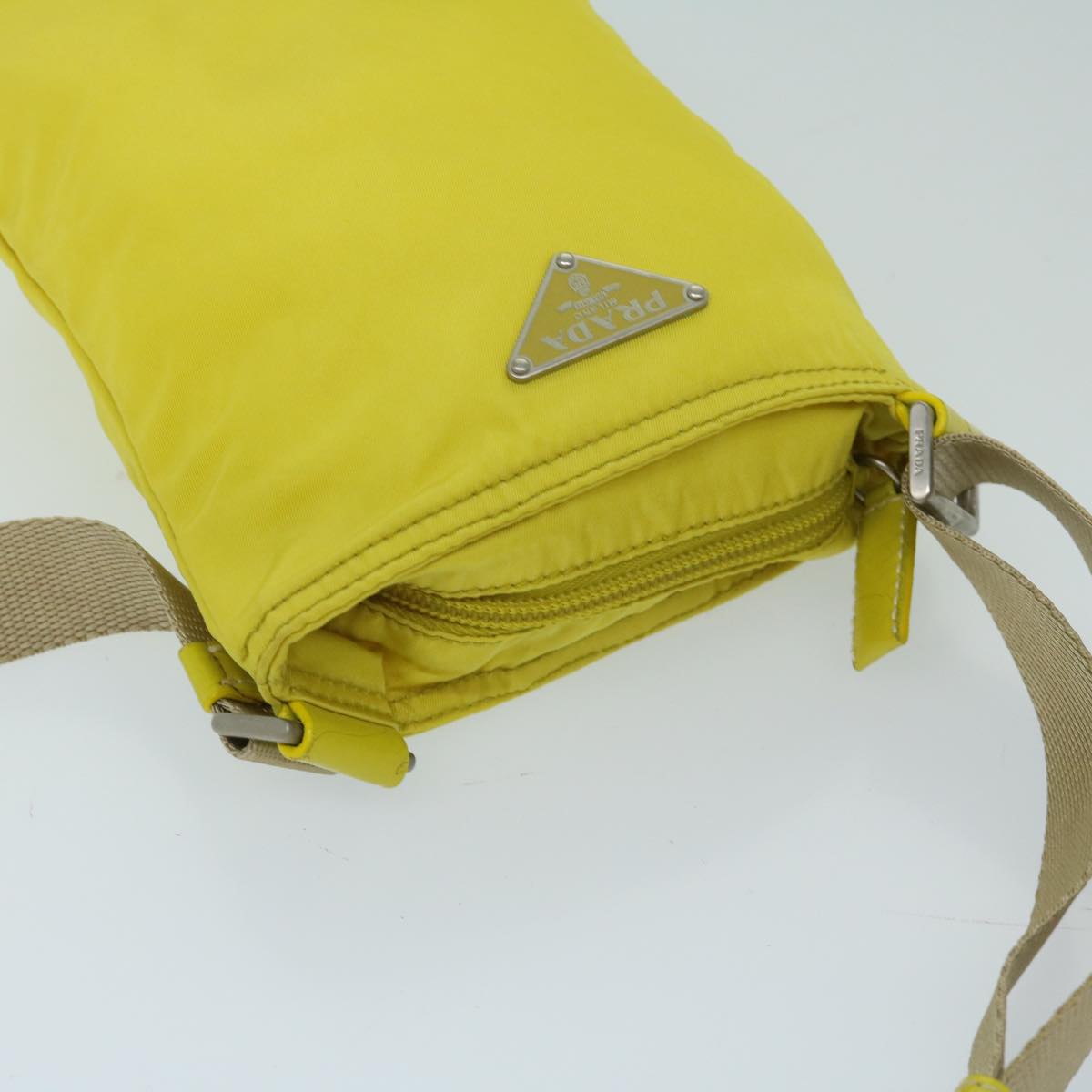 PRADA Shoulder Bag Nylon Yellow Auth 67212