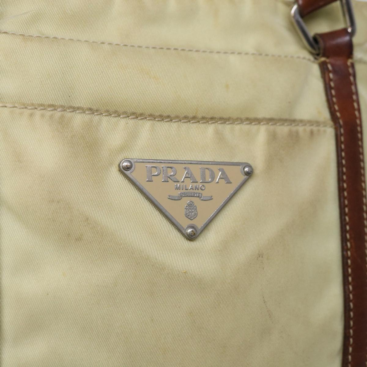 PRADA Hand Bag Nylon Beige Auth 67215