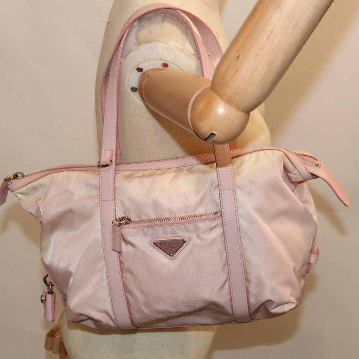 PRADA Hand Bag Nylon Pink Auth 67218