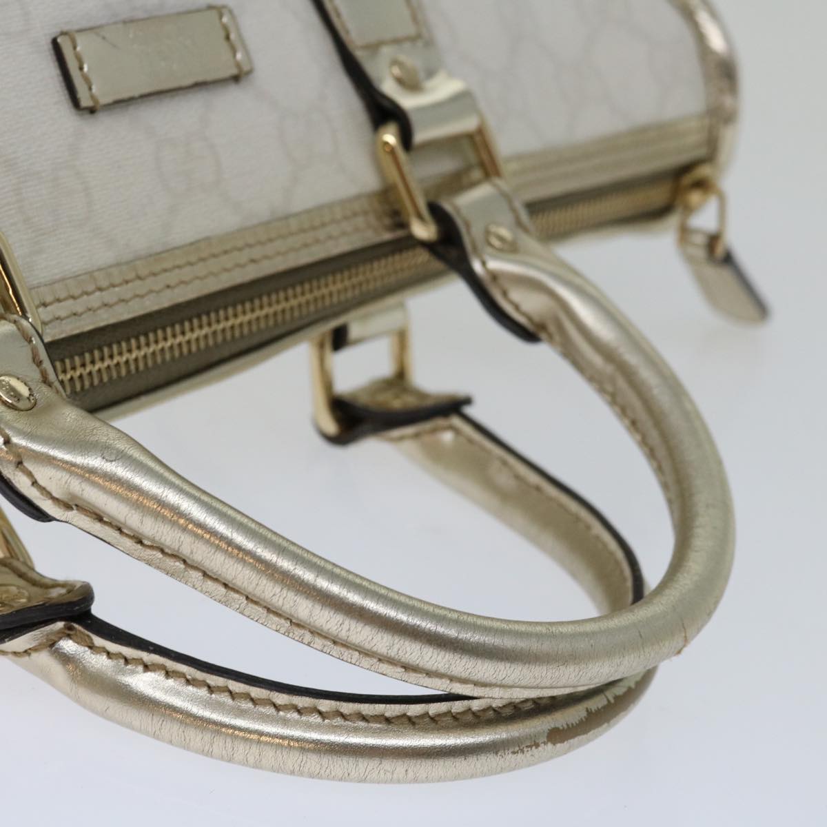 GUCCI GG Supreme Hand Bag PVC Leather White 190259 Auth 67222