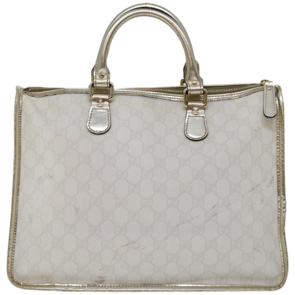 GUCCI GG Supreme Hand Bag PVC Leather White 190259 Auth 67222