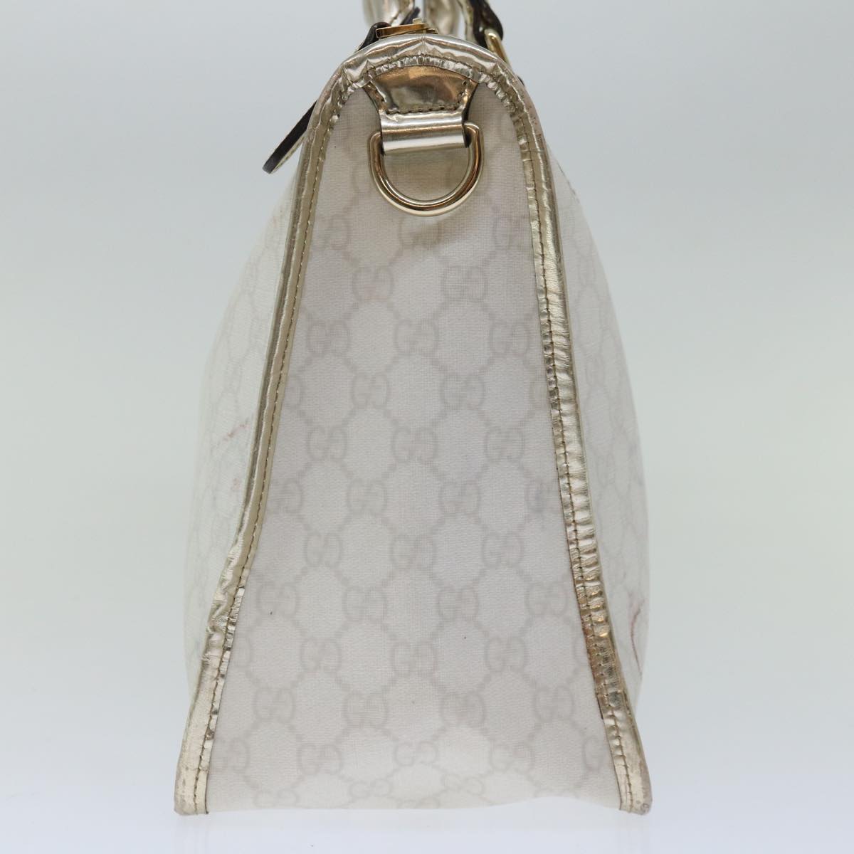 GUCCI GG Supreme Hand Bag PVC Leather White 190259 Auth 67222