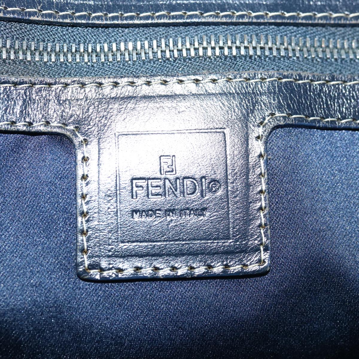 FENDI Zucchino Canvas Tote Bag Navy 4276 26764 018 Auth 67226