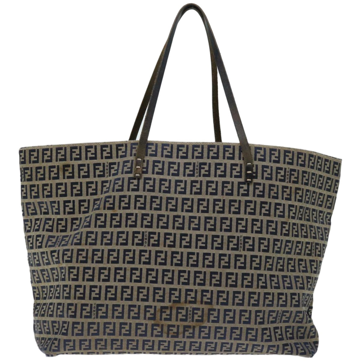 FENDI Zucchino Canvas Tote Bag Navy 4276 26764 018 Auth 67226