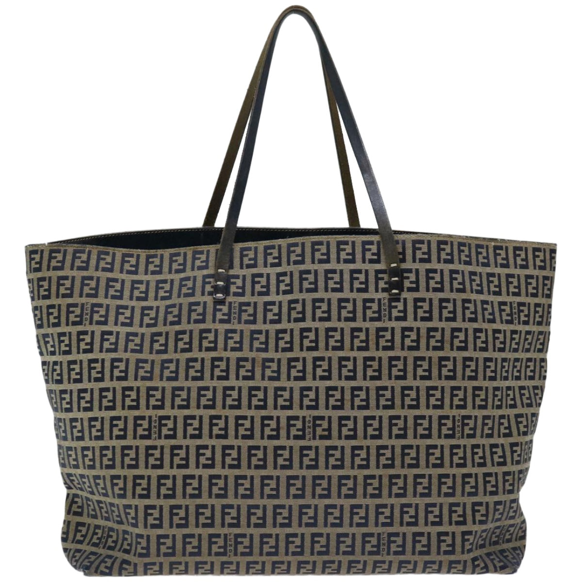 FENDI Zucchino Canvas Tote Bag Navy 4276 26764 018 Auth 67226