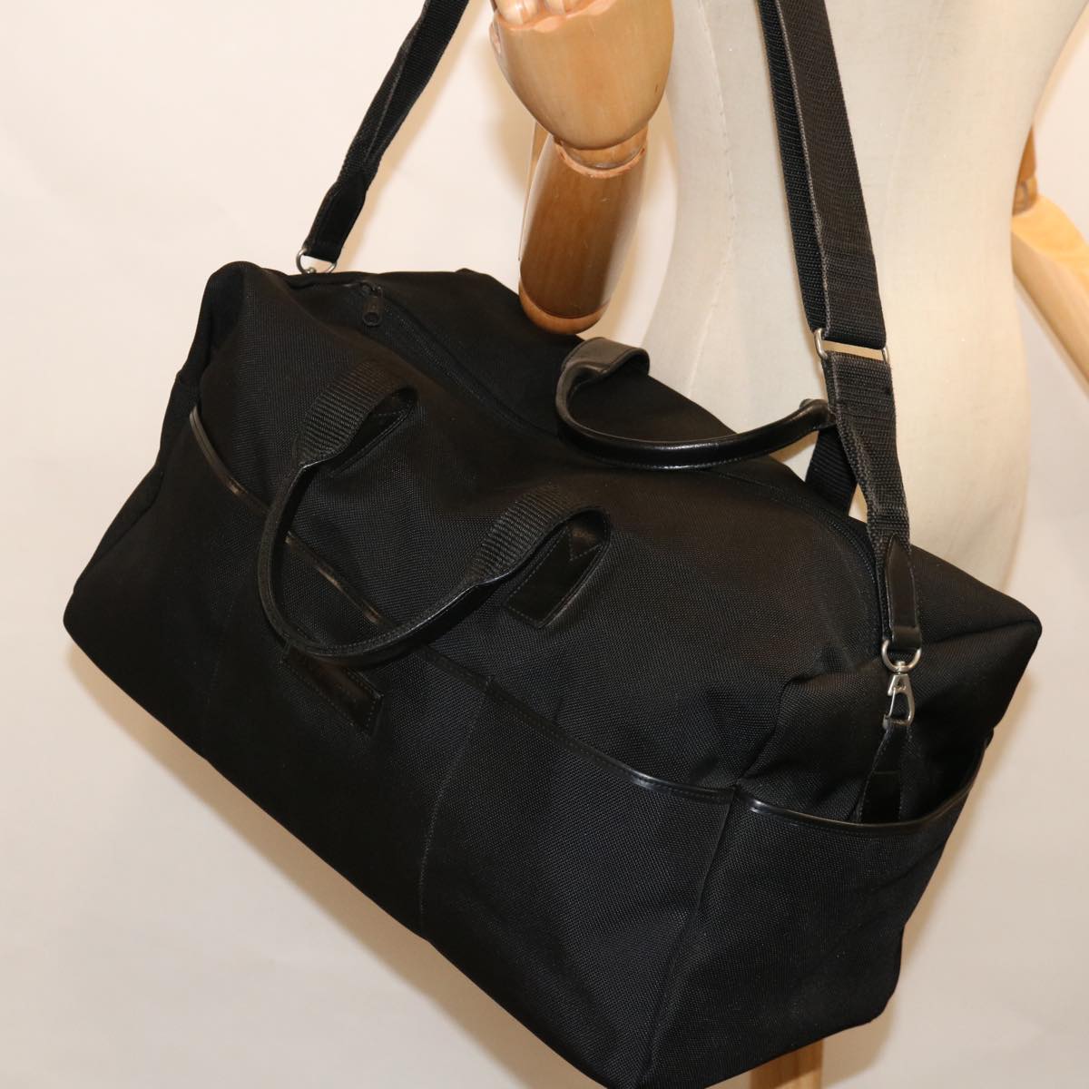 GIVENCHY Boston Bag Canvas 2way Black Auth 67227