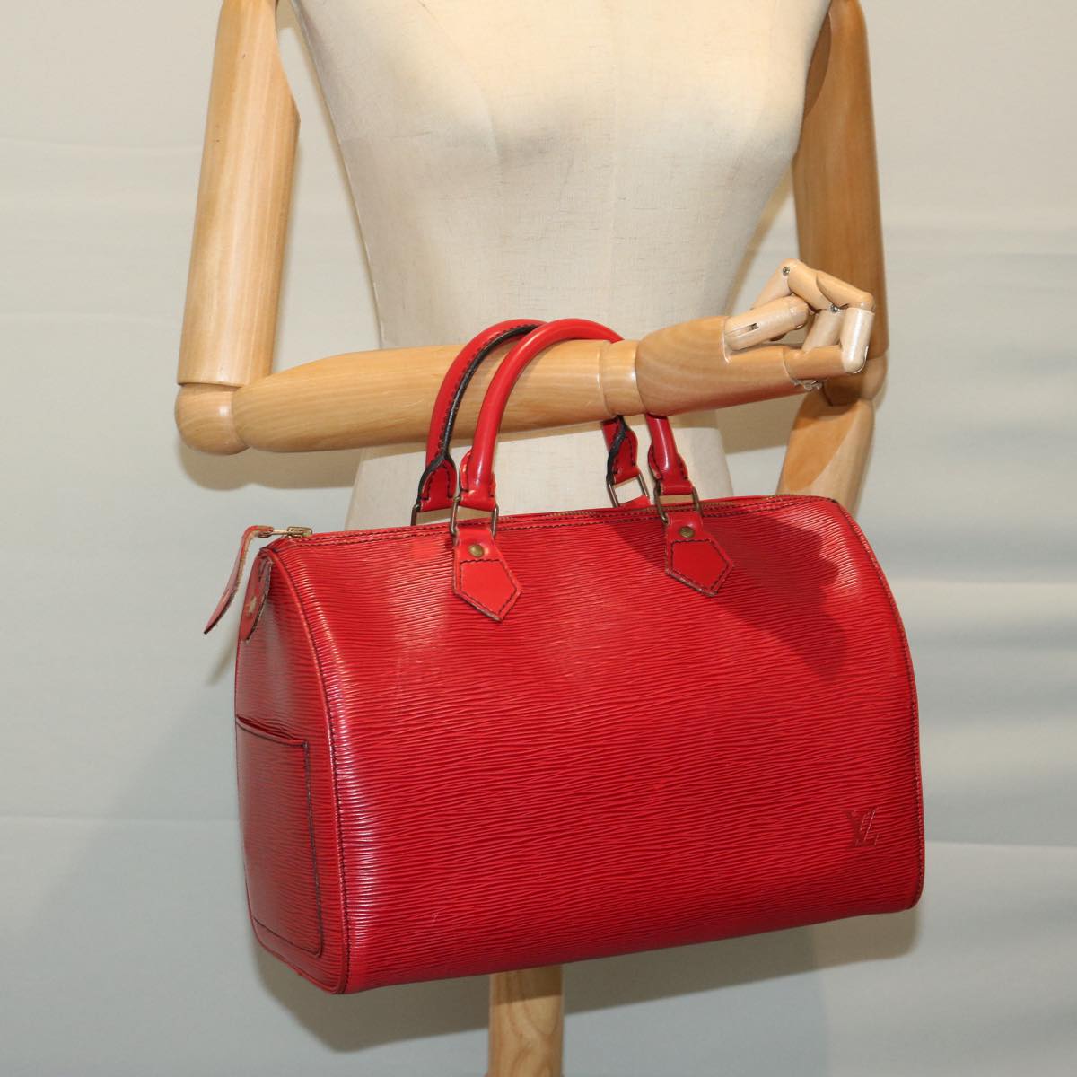 LOUIS VUITTON Epi Speedy 30 Hand Bag Castilian Red M43007 LV Auth 67245