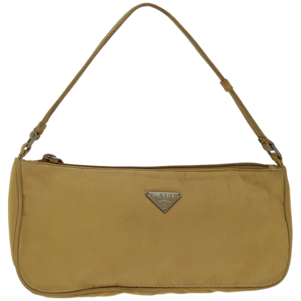 PRADA Accessory Pouch Nylon Beige Auth 67275