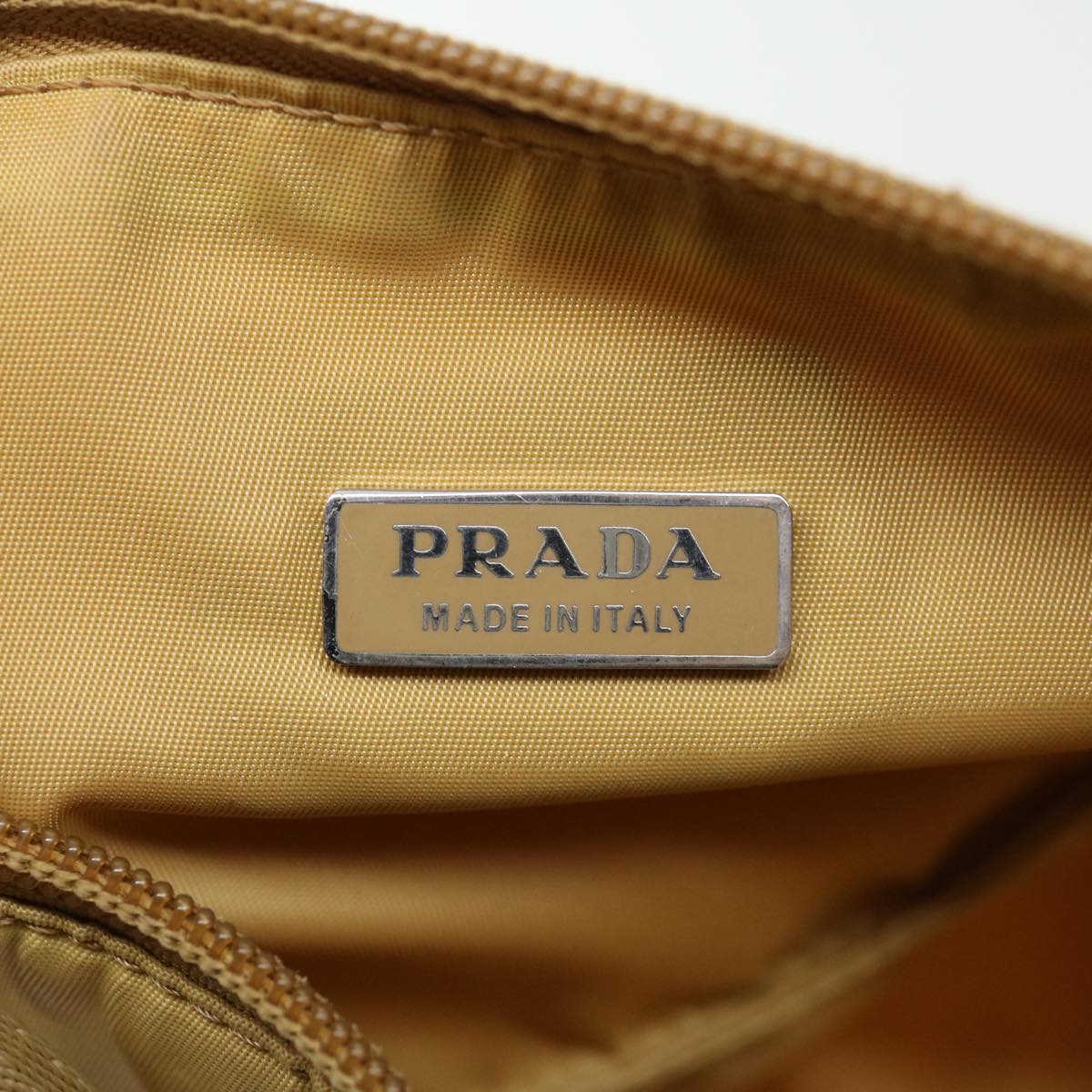 PRADA Accessory Pouch Nylon Beige Auth 67275