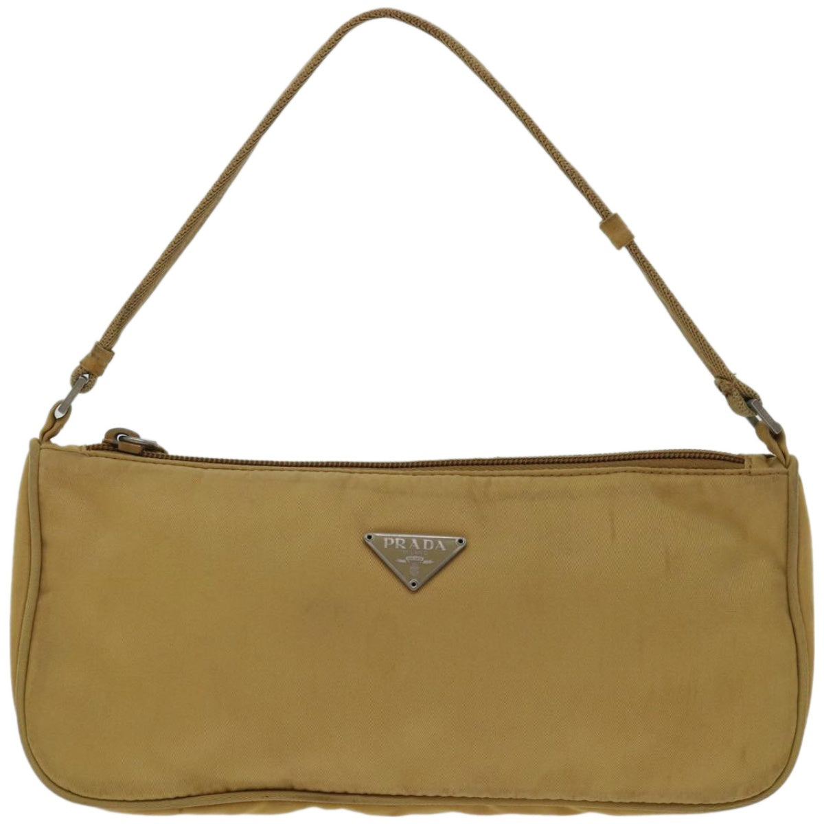 PRADA Accessory Pouch Nylon Beige Auth 67275