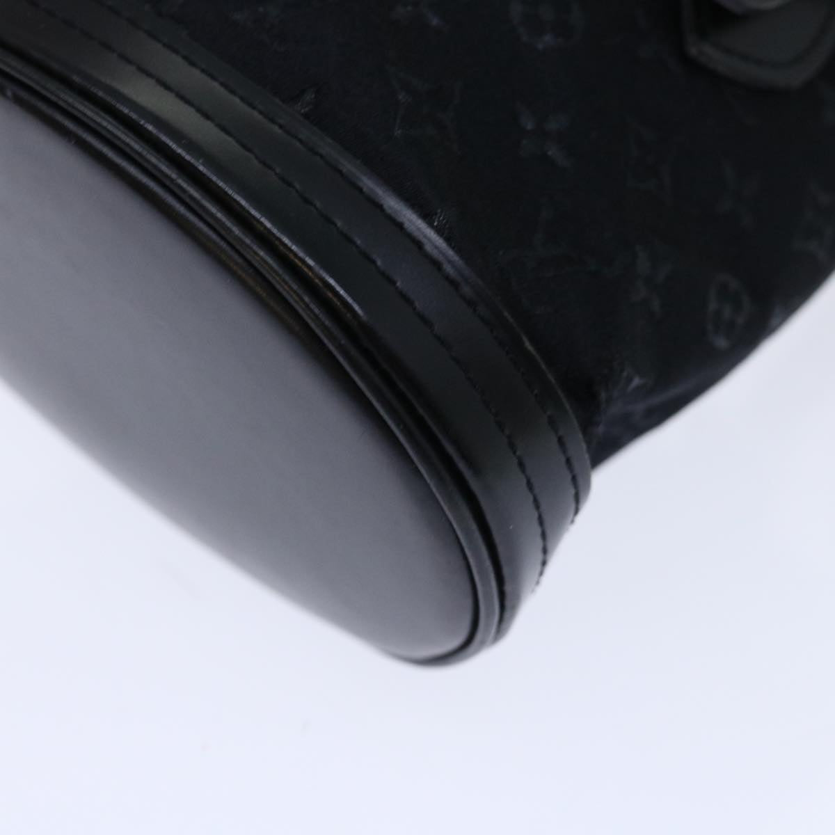 LOUIS VUITTON Monogram Satin Little Bucket Pouch Black M92144 LV Auth 67283