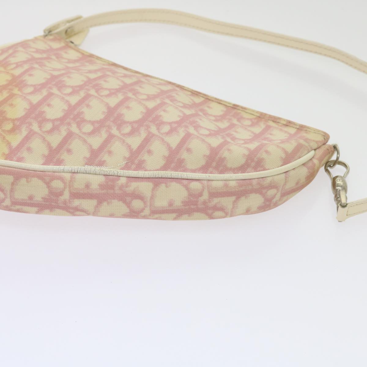 Christian Dior Saddle Pouch Trotter Canvas Pink Auth 67284