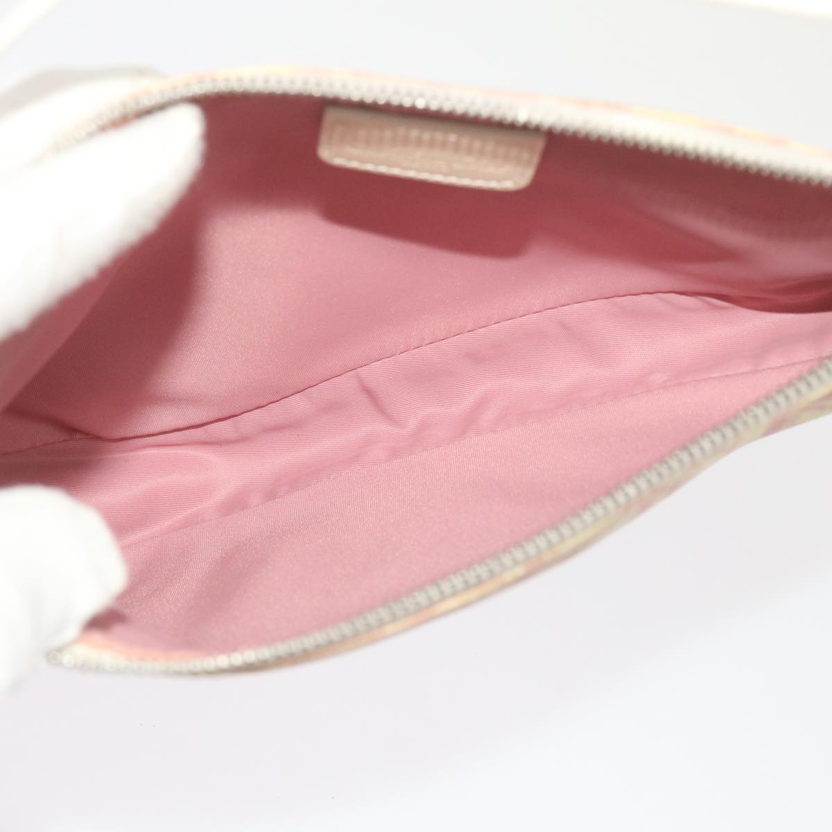 Christian Dior Saddle Pouch Trotter Canvas Pink Auth 67284