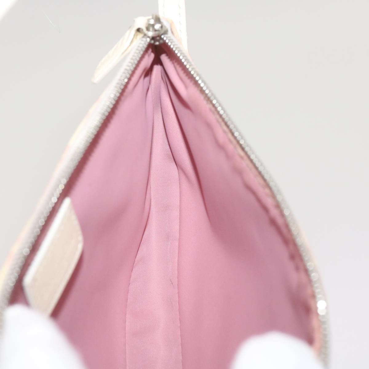 Christian Dior Saddle Pouch Trotter Canvas Pink Auth 67284