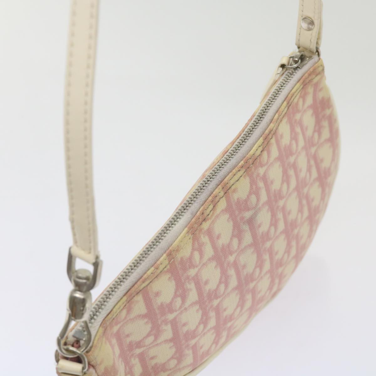 Christian Dior Saddle Pouch Trotter Canvas Pink Auth 67284