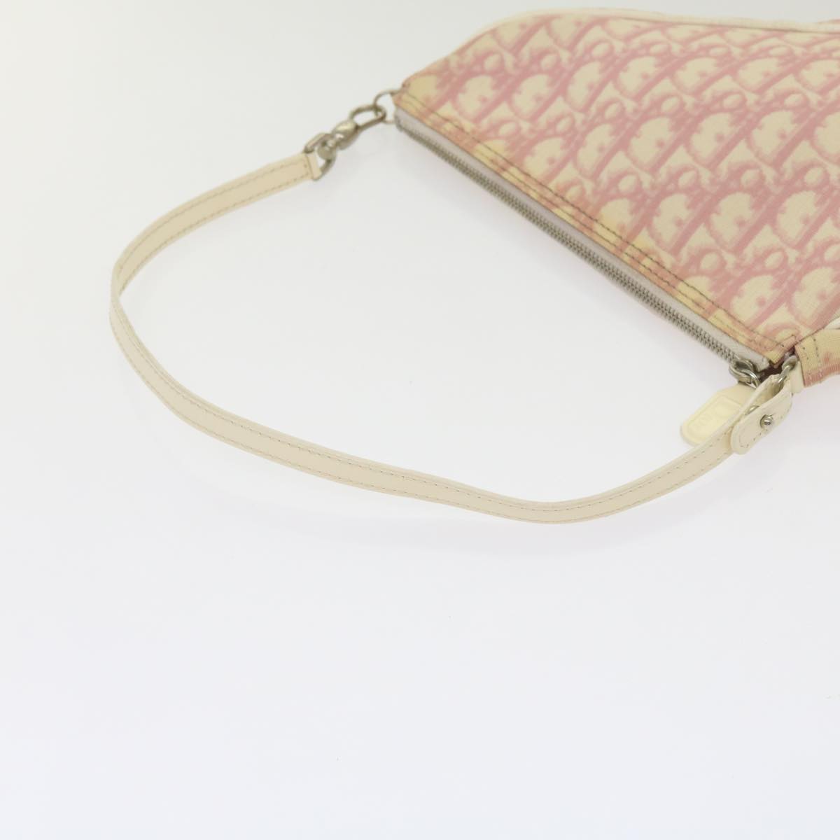 Christian Dior Saddle Pouch Trotter Canvas Pink Auth 67284