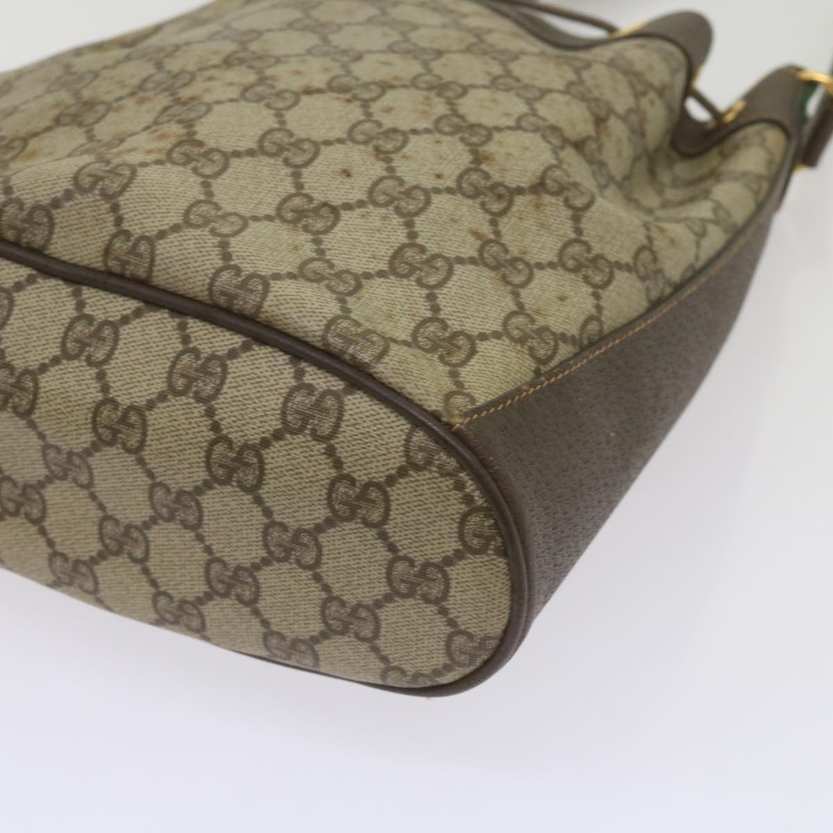 GUCCI GG Supreme Web Sherry Line Shoulder Bag PVC Beige 164 02 034 Auth 67288