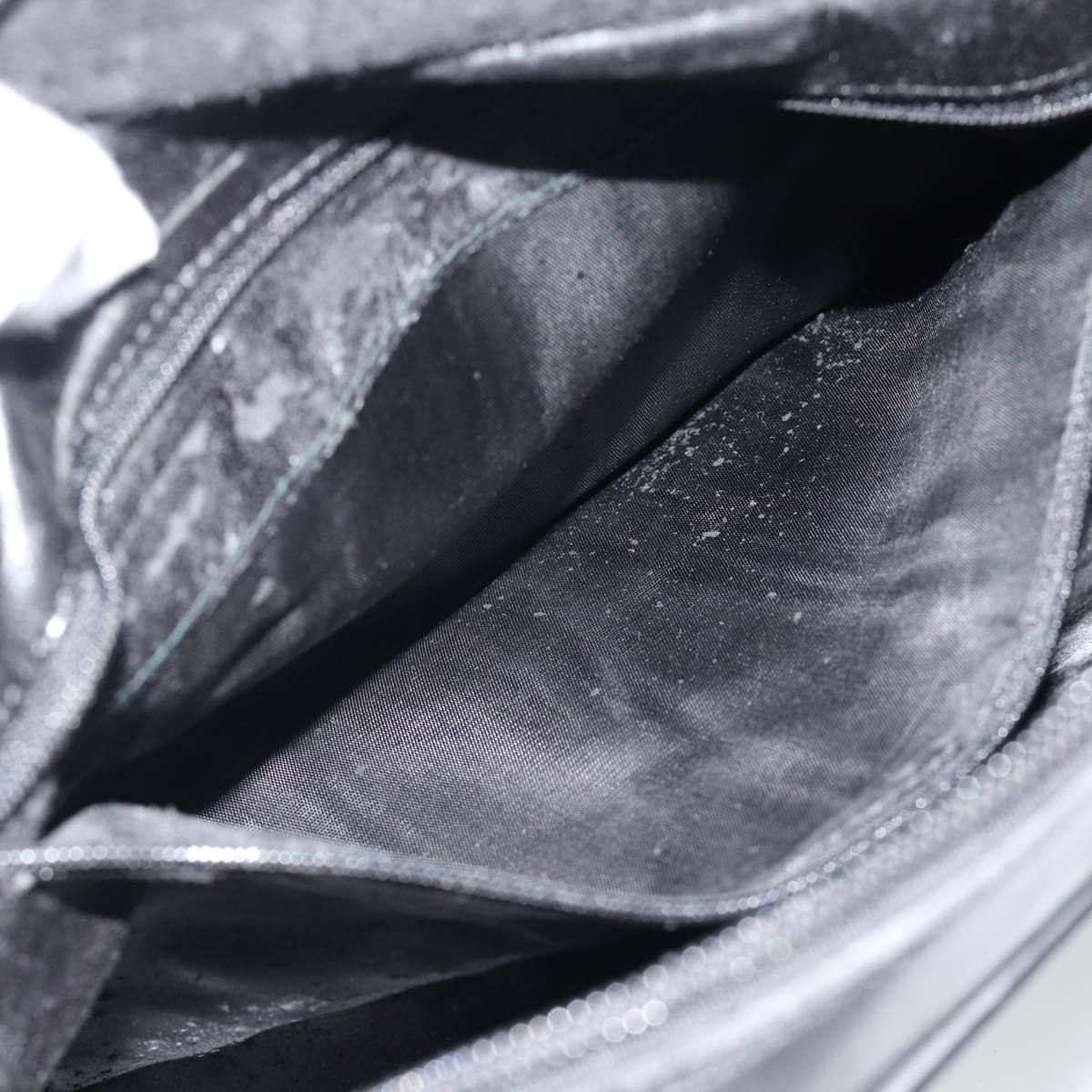 GUCCI Hand Bag Patent leather 2way Black Silver Auth 67289
