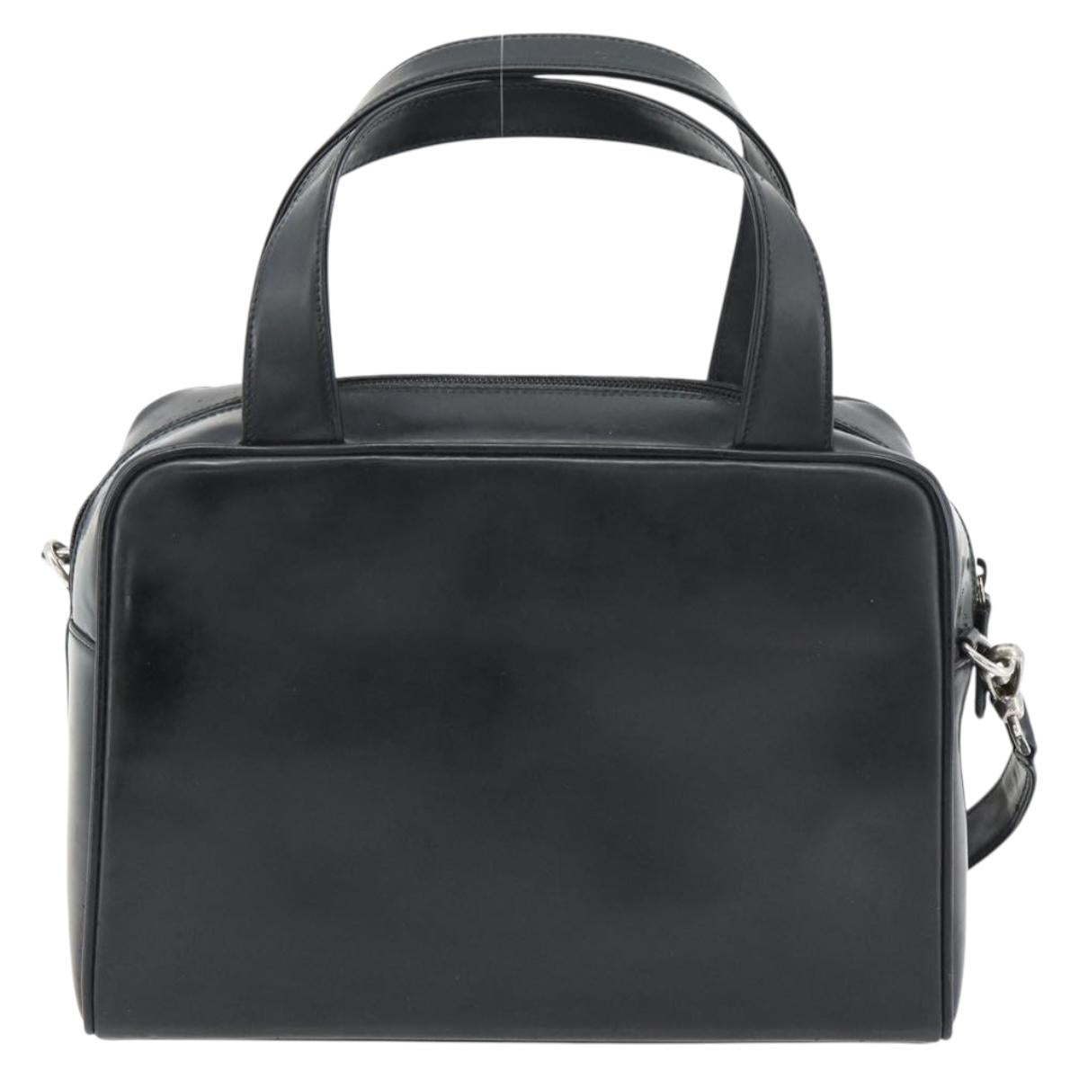 GUCCI Hand Bag Patent leather 2way Black Silver Auth 67289