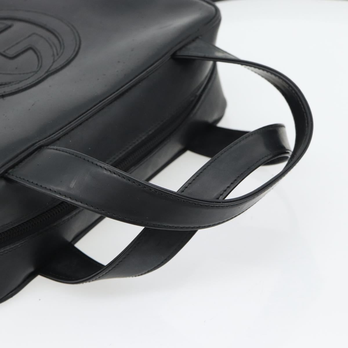 GUCCI Hand Bag Patent leather 2way Black Silver Auth 67289