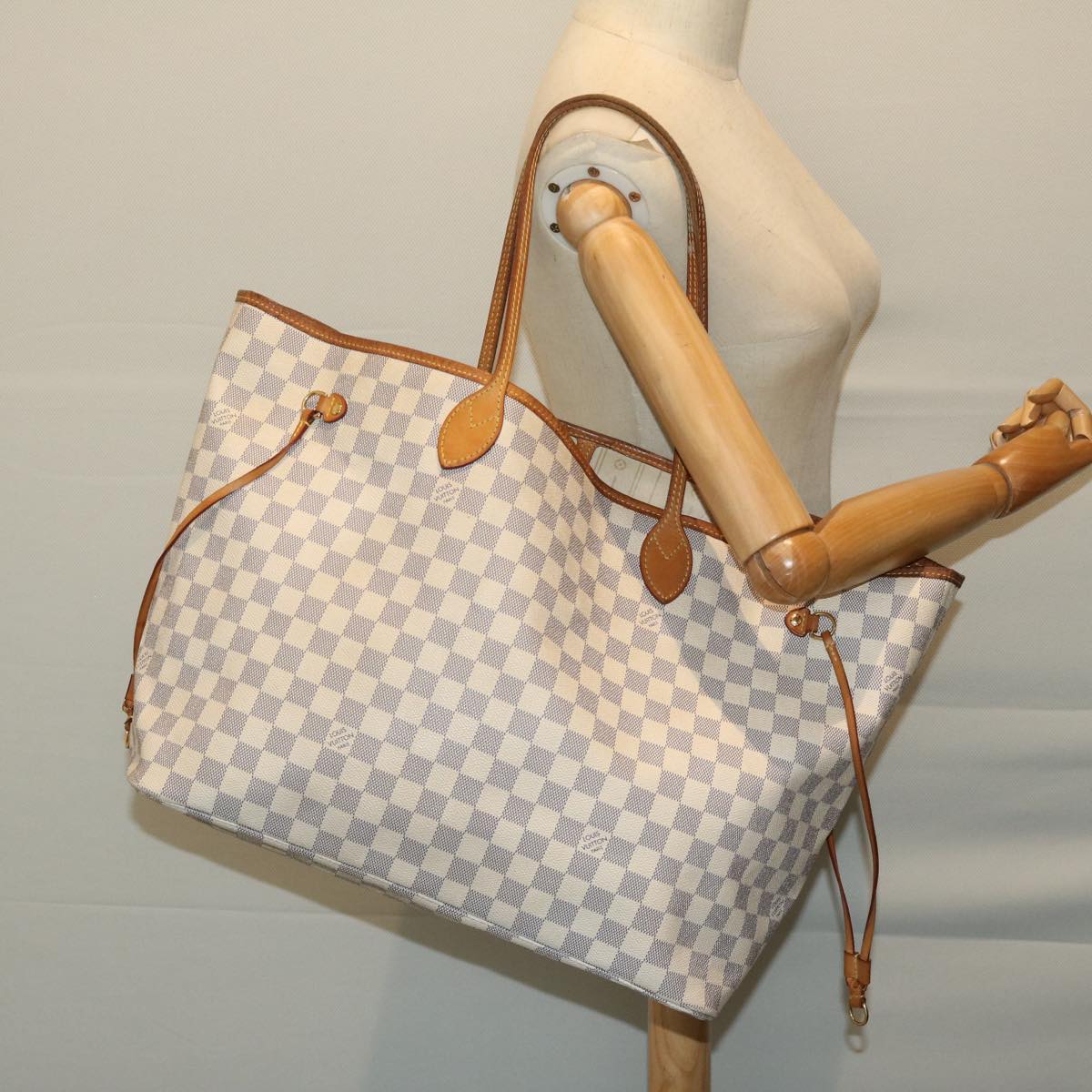 LOUIS VUITTON Damier Azur Neverfull GM Tote Bag N41360 LV Auth 67305