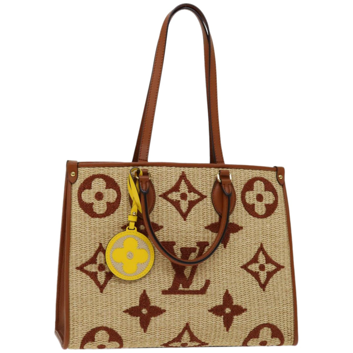 LOUIS VUITTON Monogram Raffia On The Go MM Bag 2way Beige M57707 LV Auth 67307S