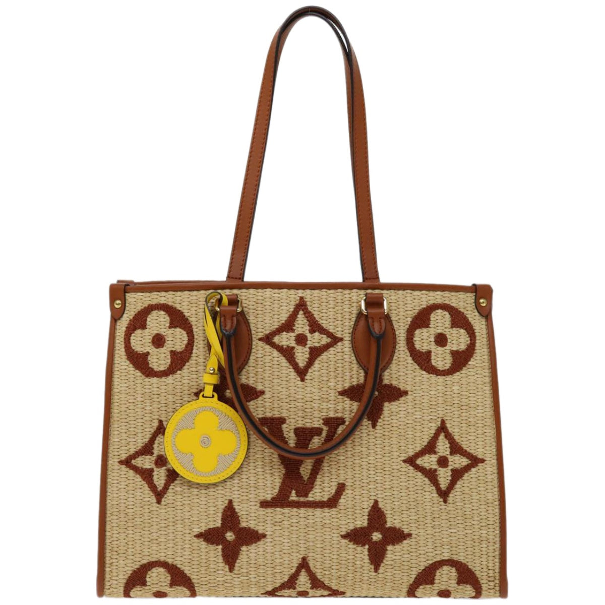 LOUIS VUITTON Monogram Raffia On The Go MM Bag 2way Beige M57707 LV Auth 67307S